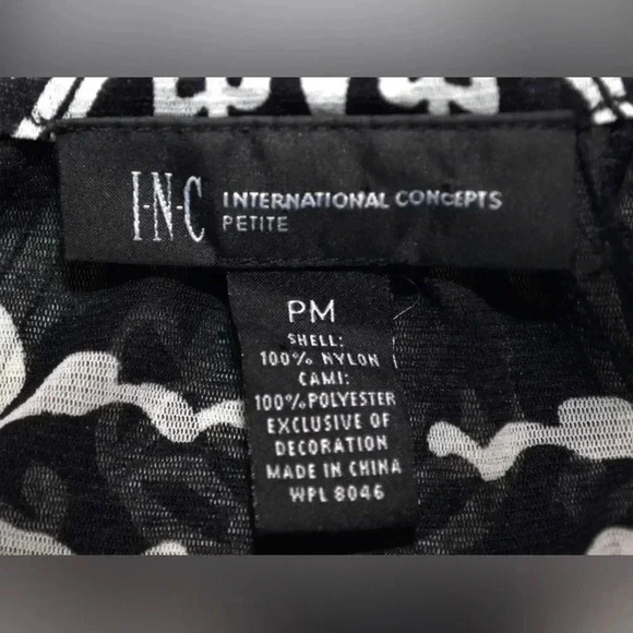 INC International Concepts Women’s Henna Emblem Black White Boho Blouse … - Picture 6 of 14